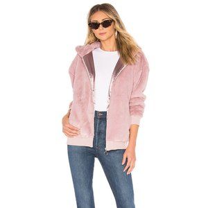 MINKPINK Fluffy Faux Fur Hooded Jacket Small Lilac Revolve